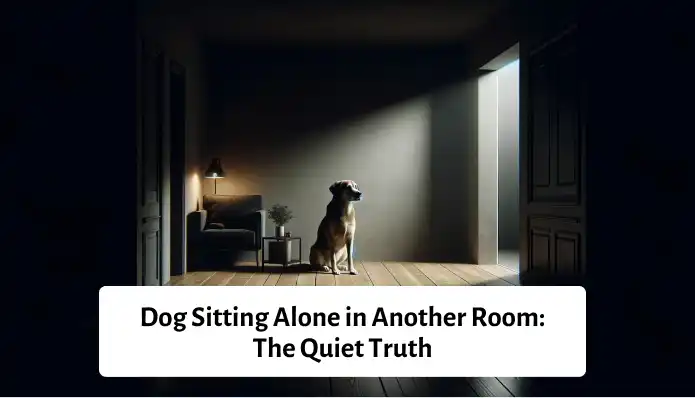 A sad dog sitting alone in a room and wants isolation