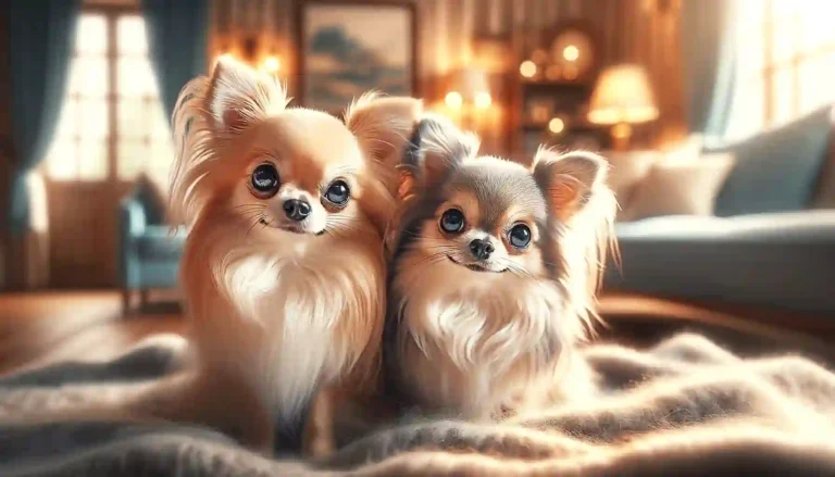 Adorable long-haired Chihuahuas showcasing a variety of cute expressions.