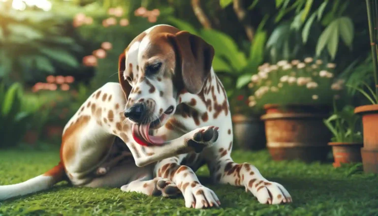 Dog Grooming Licking Back Muscles for Self-Care