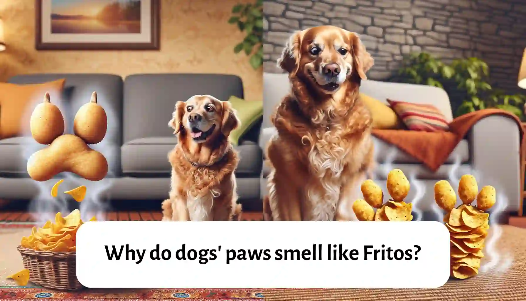 Dog with Paws Smelling Like Fritos.