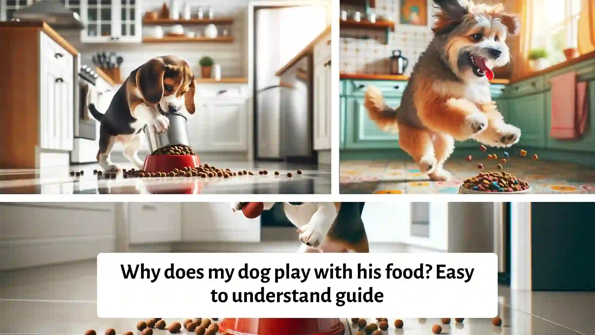 Playful Dog Engaging with Food, Exploring Behavior Instead of Eating