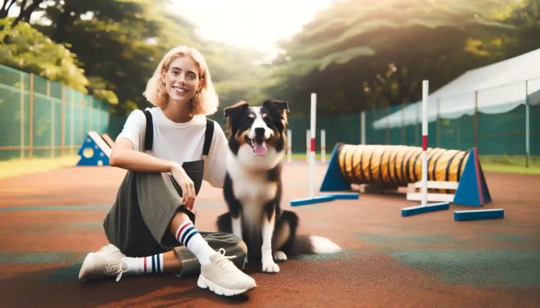 Professional Trainer Engaging in Dog Training Session - Canine Obedience and Learning